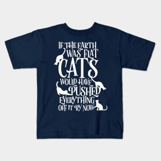 Flat Earth Cat Theory graphic funny earth day t-shirt Kids T-Shirt